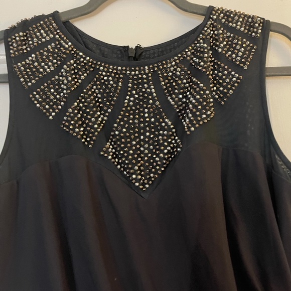 LONG DRESS CACHET gray embellished side Rushing - Picture 3 of 7